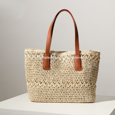 Large Straw Woven Tote Bag New Chic Summer Beach Fashion Handbag Shoulder  Purse