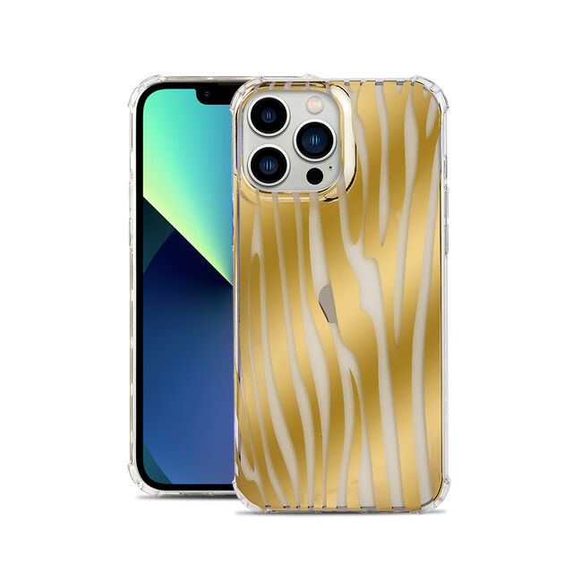 Funda de teléfono IMD con hoja de oro de 24 quilates, transparente y con purpurina, al por mayor, para iPhone 13 Pro Max for sale at factory direct price