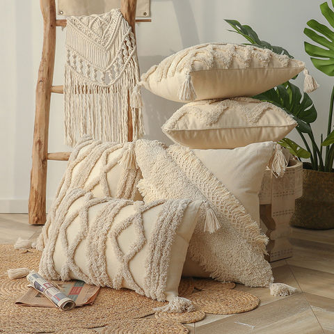 Almofada Nórdica Branca de Algodão Confortável Macia para Sofá Decorativa for sale at factory direct price