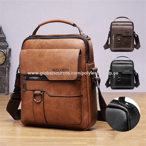 Buy Wholesale China Men Shoulder Bag Retro Leather Vertical Style ...