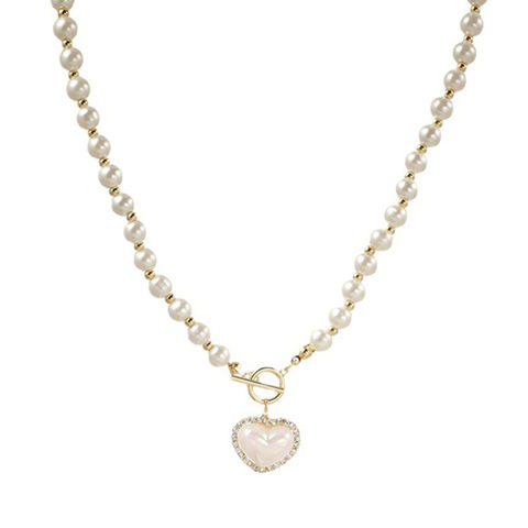 Heart Pendant \u0026 Pearl Choker Necklace 
