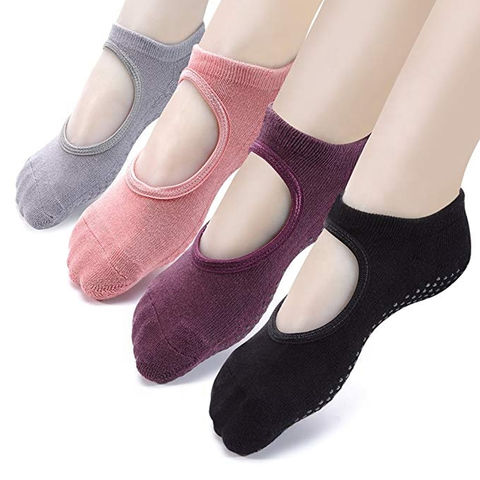 Yoga Socks Women Toeless Non Rubber Grip Heel Barre Dance Socks