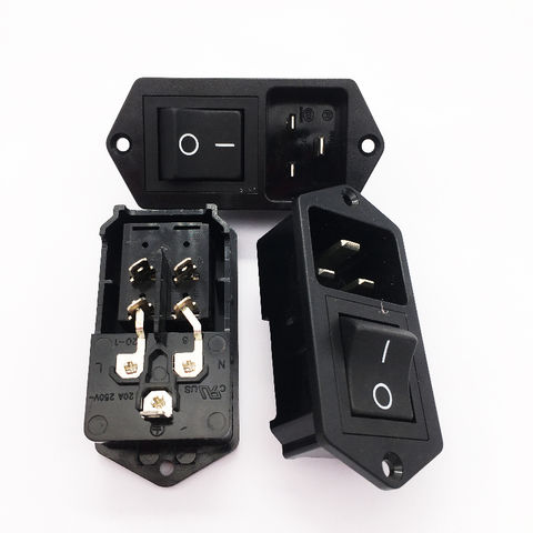 5 pieces AC Power Entry Modules Non-ill 2-Pole 10A w/ switch 