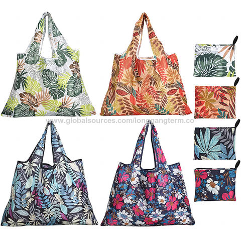 Buy Wholesale China Nylon Foldable Shopping Bag With Pouch Cute Flower ...