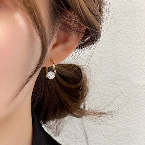 Boucles d'Oreilles Mode Cristal Vintage Goutte d'Eau Femme Pendantes Simples Tendance Bijoux Féminins en Gros