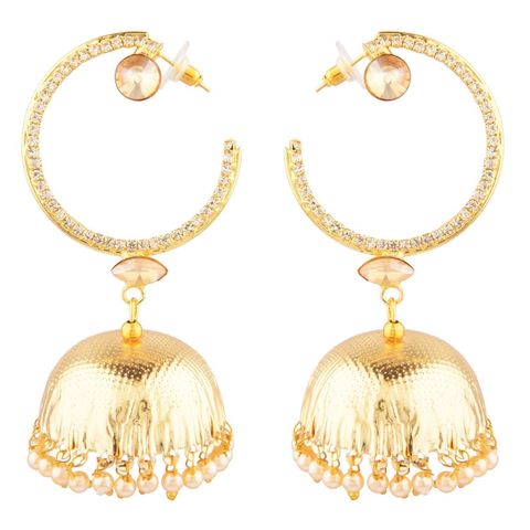 Yellow Chimes Earrings For Women Gold Toned Crystal Studded Jhumka –  GlobalBees Shop