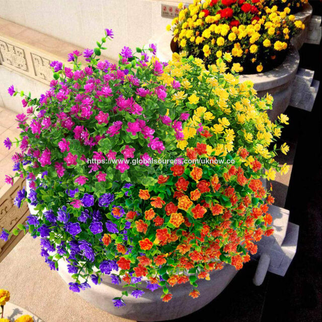 Flores Artificiais Falsas para Exterior, Folhagem de Plástico Verde para Interior e Exterior, Jardineiras Suspensas, Casa, Escritório