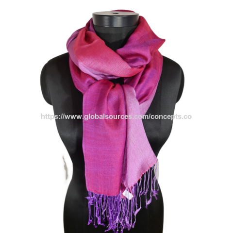 Cachecol de caxemira e seda de amoreira, lindo cachecol de caxemira e seda de amoreira cor-de-rosa - Venda por grosso de cachecóis de luxo for sale at factory direct price