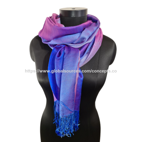 Cachecol de Caxemira e Seda de Amoreira, Lindo cachecol de Caxemira e Seda de Amoreira cor Roxo/Rosa para atacado for sale at factory direct price