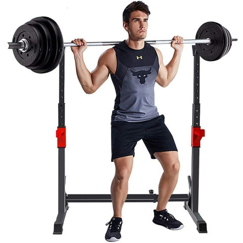 Adjustable Squat Rack Power Weight Lifting Barbell Dip Stand Bench Press Indoor 