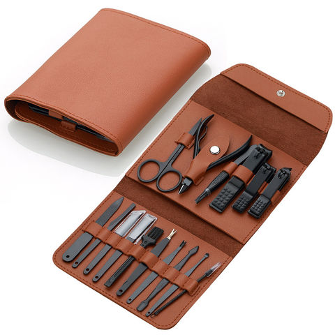 Manicure Set, FAMILIFE Professional Manicure Kit Nail Clippers Set 11 in 1  Stainless Steel Pedicure Tools Kit Nail Kit Men Grooming Kit with Portable  Brown Leather Travel Case Luxury Gifts for Him