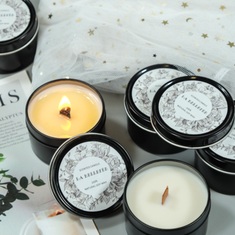 Buy Wholesale China Scented Candle Elegant Black Tin Candle Fragrance Diy  Creative Cotton Core Soy Wax & Scented Candle at USD 0.95