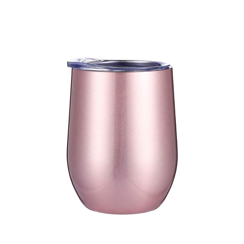 Stainless Steel Wine Tumbler Bulk with Lid, Personalized Rose Gold