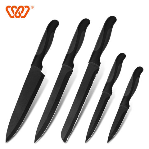 6 PCS Black Coating 3cr14 Kitchen Knife Set with Wooden Handle - China  Kitchen Knife and Chef Knife price