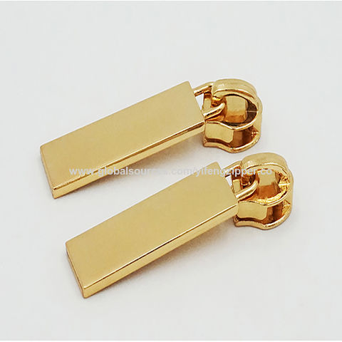 #3 Metallic Nylon Rectangle Zipper Pulls - 3/Pack - Antique Brass