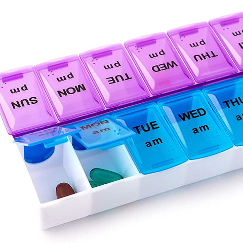 Pill Medicine Box Organizer 28 Slot 7 Days Weekly Holder Reminder Storage  Color