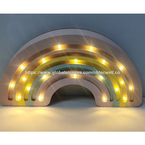 مصابيح LED خشبية على شكل حيوانات، زينة للأطفال، تصميم قوس قزح، وظيفة تعليق ووضع على الطاولة، توصيل سلك USB