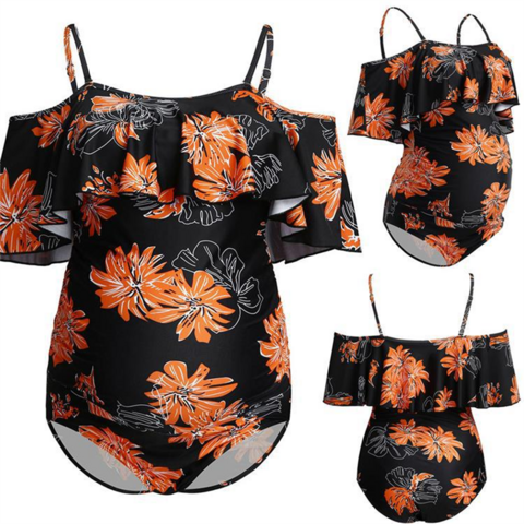 2022 sexy European and American comfortable maternity swimsuit printed flat angle maternity beach for sale at factory direct price