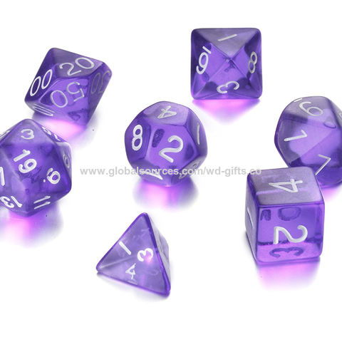 7PCS Polyhedral Dice for Dungeons and Dragons D10 D8 D6 D4 RPG Purple Silver 