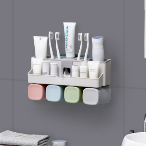Home Toothbrush Holder Punch-free Suction Wall Portative Organizer for Hotel 