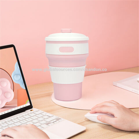 Taza plegable retráctil de silicona, vaso portátil con tapa, telescópico,  para beber, para viajes al aire libre, 350ml, 1 ud.