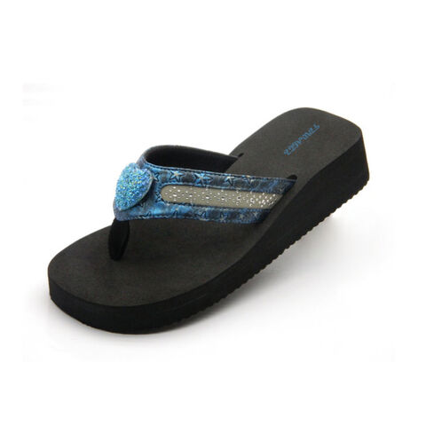 black thick soled flip flops