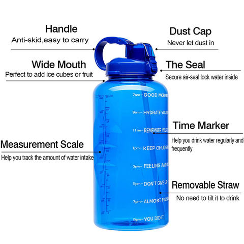 Tritan Flask, Gallon Water Bottles Motivational Bpa Free With Gradient ...