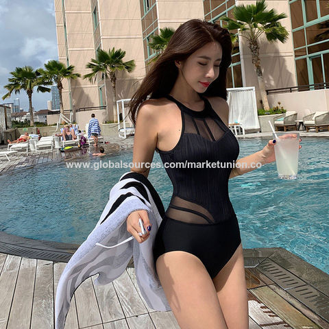 Swimsuit Women One Piece Swimsuit High Neck Plunge Mesh Ruched Swimwear  Lace In Chest And Waist - China Wholesale Swimsuit $4.91 from Market Union  Co. Ltd
