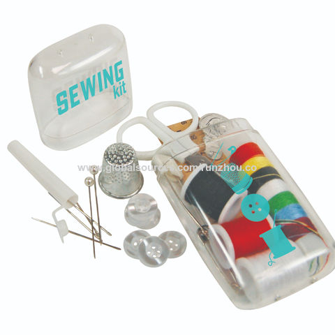 Travel Sewing Kit for Adults & Kids - Mini Size, Beginner Emergency Needle  and Thread Kit w/Scissors, Thimble, Tape Measure, Thread Tape and Clips 