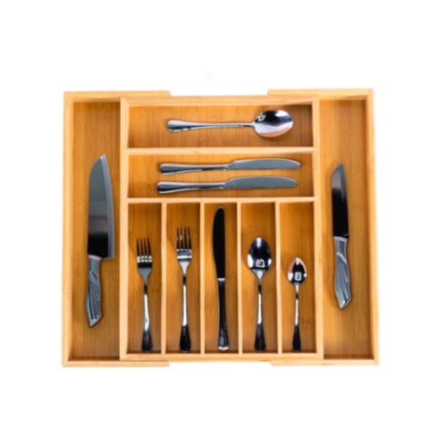 Bamboo Kitchen Drawer Organizer, Utensil Holder and Cutlery Tray