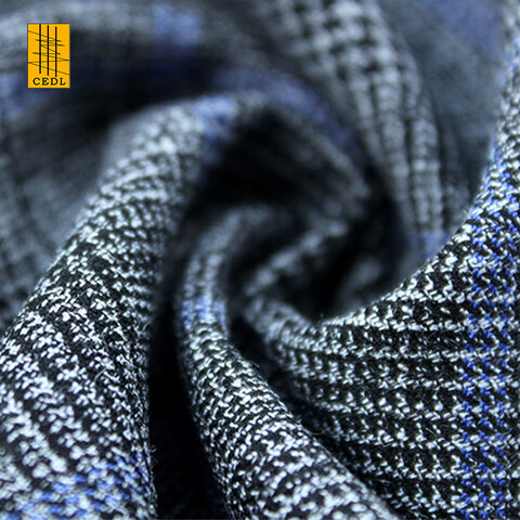 Tissu extensible en rayonne de polyester teint en fil de haute qualité populaire pour costumes, tissu mélangé de polyester