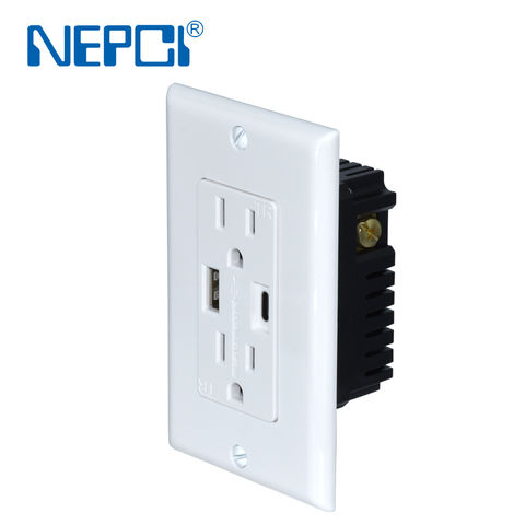 2.1A 5V 2-Port Rapid Charging USB Wall Plate Outlet Power Charger Socket UL ETL 