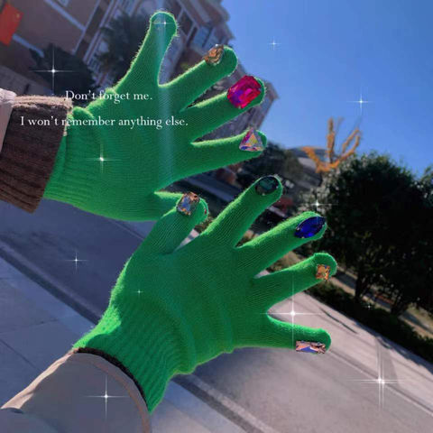 2022 Neue Mode Kreative DIY Koreanische Ins Strass Handschuhe Mode Winterhandschuhe Beauty Exklusiv