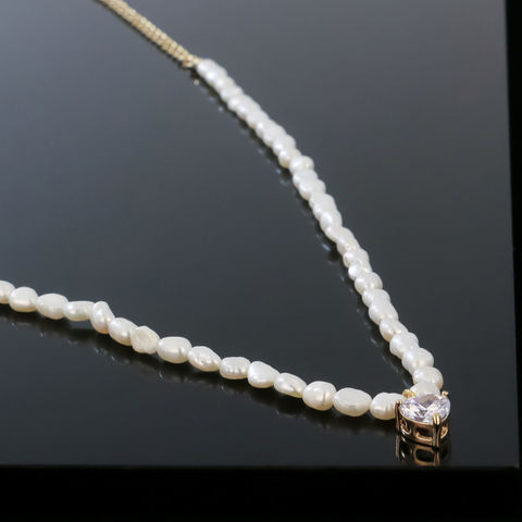 Natural Pearl Heart Pendant Necklace 