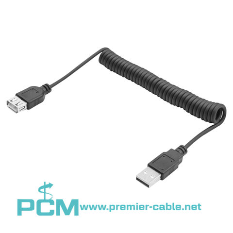 ZHANGYUNSHENG USB Cable 1m USB-A Male to USB-A Female Spring Coiled Cable 