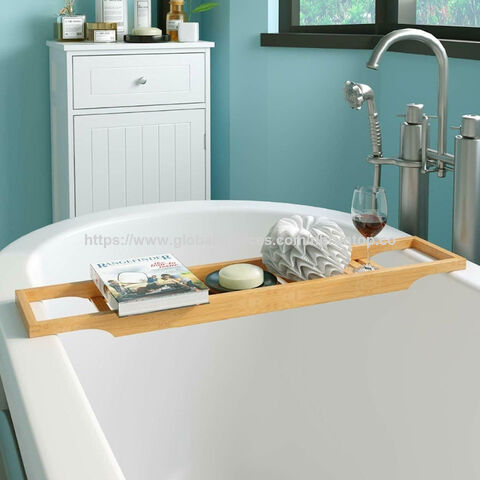 Bandeja de bambú para bañera, estante de baño, organizador de almacenamiento para soporte de bañera - Económico for sale at factory direct price