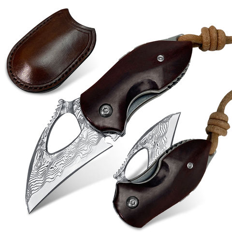 Cuchillo Plegable de Alta Calidad con 73 Capas de Acero de Damasco y Mango de Madera de Palisandro for sale at factory direct price