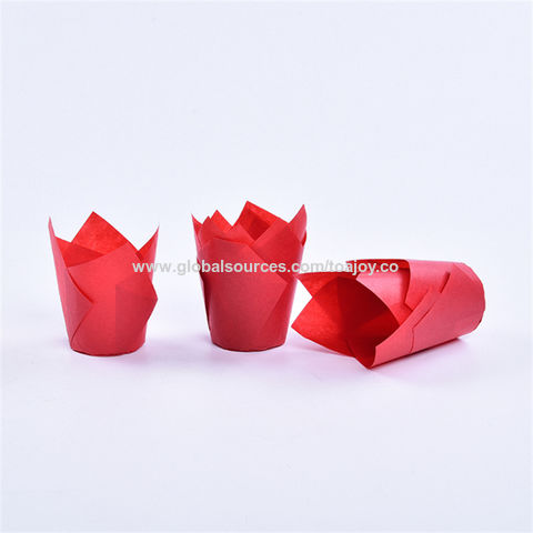 Tulip Muffin Copa Liner molde soporte herramienta papel envoltorio marrón natural rojo negro rosa amarillo