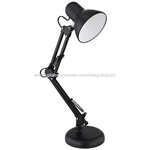 Lámpara de mesa con brazo oscilante SML, lámpara de escritorio clásica con bombilla incandescente y base de plástico