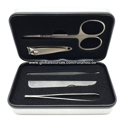 Buy Wholesale China Hp&h Mini Travel Manicure Kit Fashion Metal Gift Box  Paring Knife Tweezers Nail File Nail Clipper & Travel Metal Box Manicure  Kit at USD 2.99