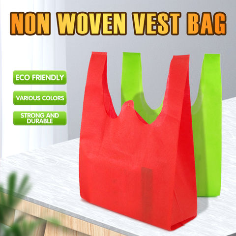 Non woven vest cut carrier bags Reusable Recyclable Eco friendly 