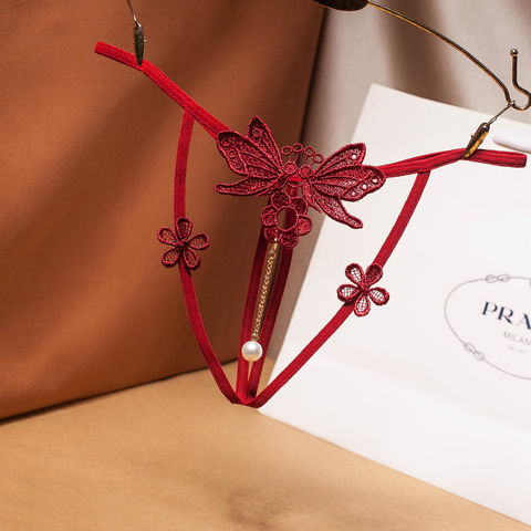 Buy Wholesale Hong Kong SAR Women G-string Floral Embroidery With Pearl