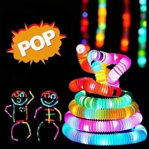 Leuchtendes Pop Tube Neuheit DIY Stressabbau Sensorisches Zappelspielzeug Flexibles Rohrspielzeug mit LED-Licht