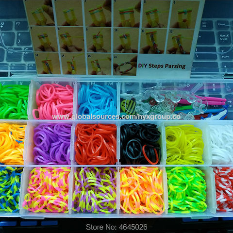 600-1500pcs+ Colorful Loom Bands Set Candy Color Bracelet Making Kit DIY  Rubber Band Woven Bracelet