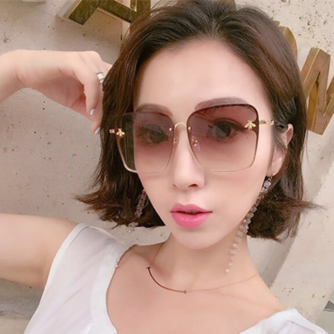 New Fashion Oversized Rimless Square Best sunglasses for Women Small Bee  Glasses Gradient Sun Glasses For Female - Payhip