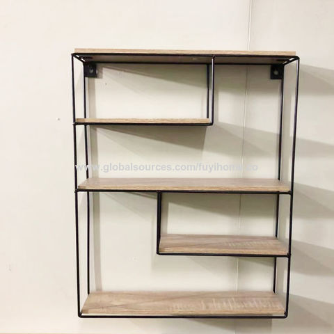 Four Tiered Wood and Metal Display Shelf