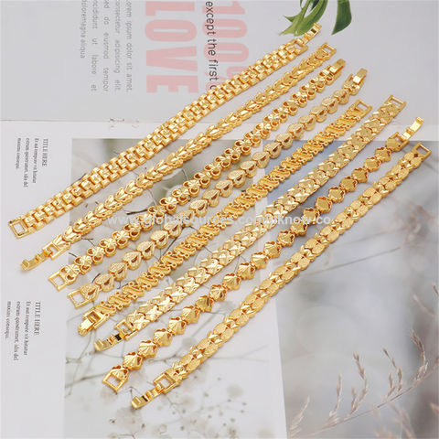 Brand New Mens 24K Yellow Gold Gem Solid Filler GP Mens Bracelets Gold 22k  3 Styles Available Fashionable Gold Braceslet For 8 Inch From Charm_girls,  $15.63 | DHgate.Com