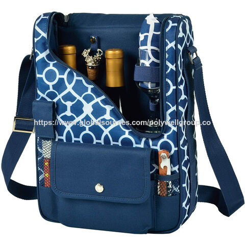 Beach Wine Tote Bag, Wine Cooler Bag Leakproof Insulated Purse Carrier Spout Hidden Compartments Holds 4 Bottles Wine Travel Byob Restaurant Party Din