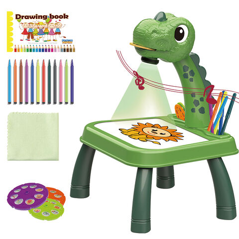 DINOSAUR TABLE WITH PROJECTOR FOR DRAWING + ACCESSORIES COLOUR