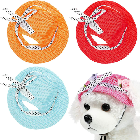 Dog Hats Princess Sun Hat For Small Dogs Mesh Brim Visor With
